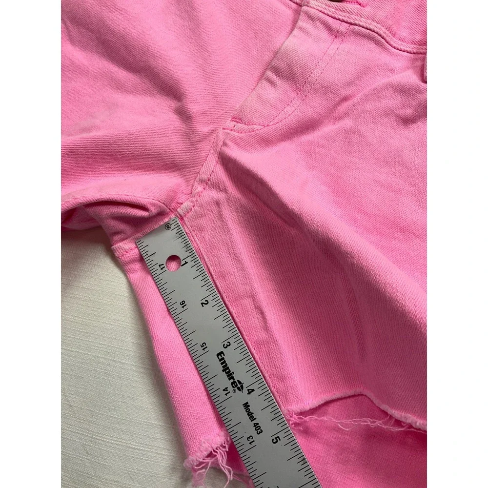 Lilly Pulitzer Worth Skinny Mini Pink Denim Shorts Raw Hem‎ Womens Size 8